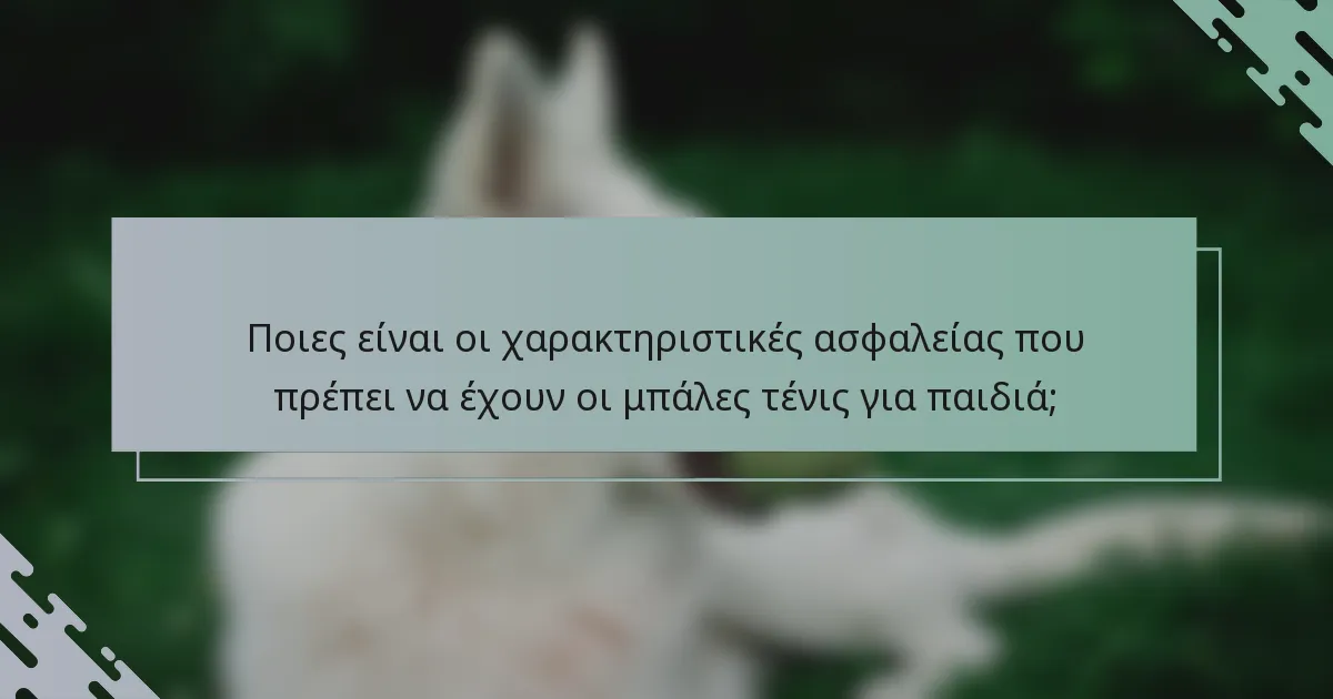 Ποιες είναι οι χαρακτηριστικές ασφαλείας που πρέπει να έχουν οι μπάλες τένις για παιδιά;