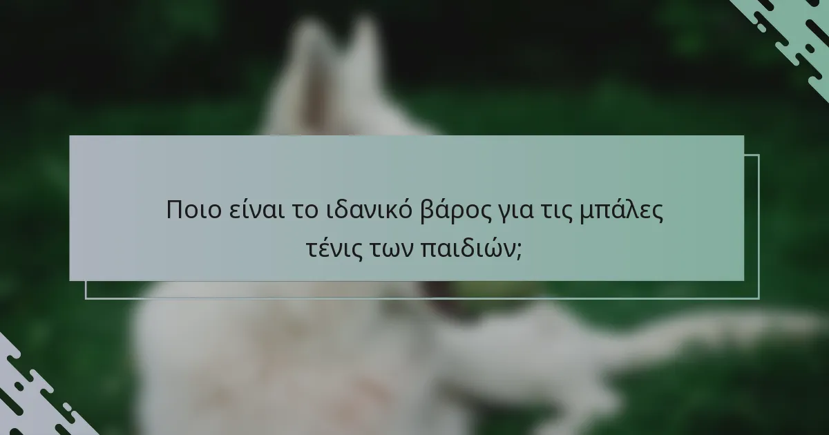 Ποιο είναι το ιδανικό βάρος για τις μπάλες τένις των παιδιών;
