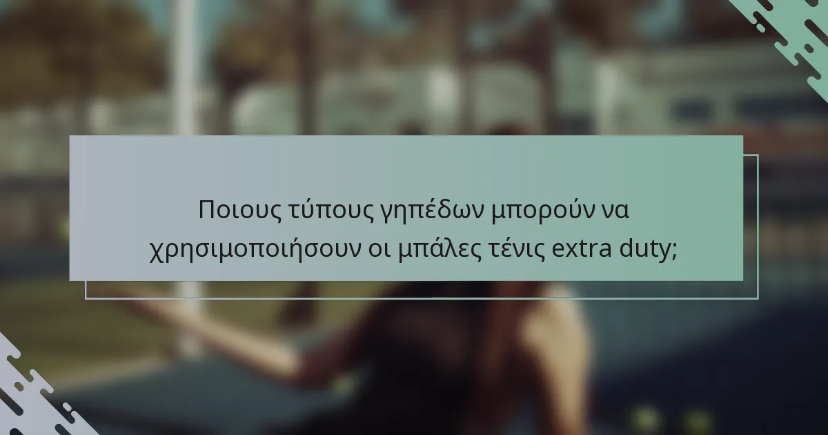 Ποιους τύπους γηπέδων μπορούν να χρησιμοποιήσουν οι μπάλες τένις extra duty;