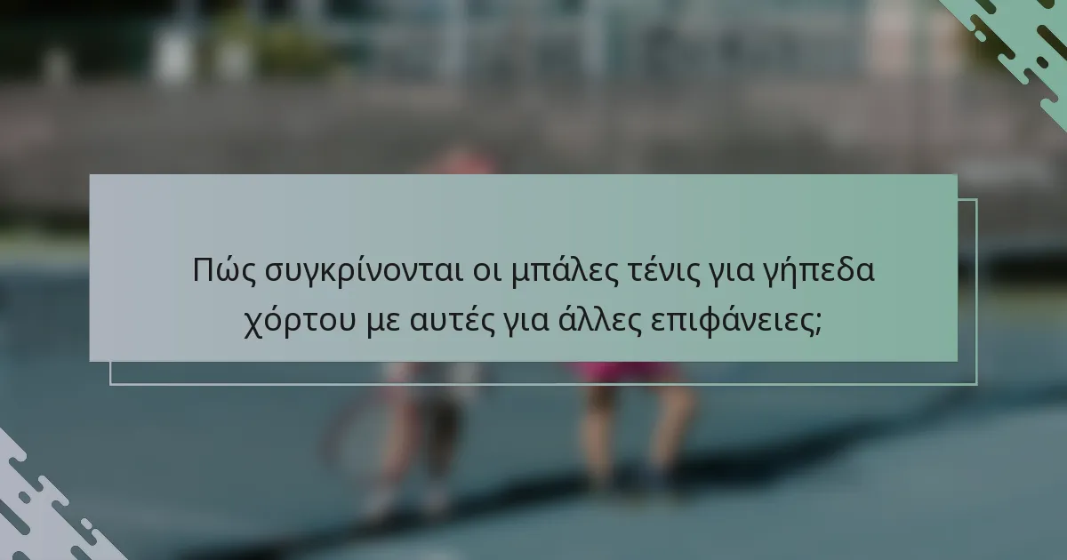 Πώς συγκρίνονται οι μπάλες τένις για γήπεδα χόρτου με αυτές για άλλες επιφάνειες;